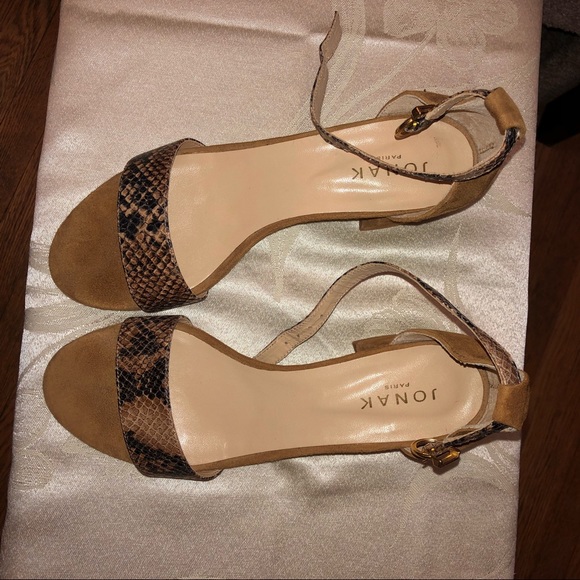 Jonak Paris Suede Snakeskin Block Heels - Picture 4 of 4
